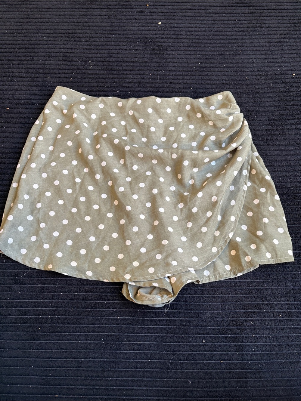 Polka Dot Olive Green Skort with Built-In Shorts
